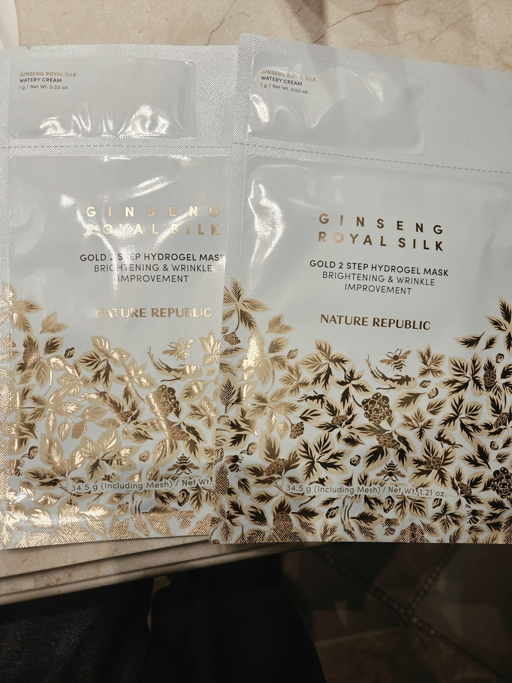 Ginseng Royal Silk Gold 2-Step Hydrogel Mask - White & Gold(4EA)